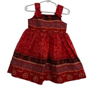 Bluberri boulevard Girls Dress Sz‎ 2T Red Multicolor Floral Sleeveess